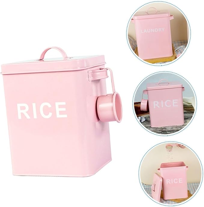 Pet Food Storage Bucket Large Capacity Sealed Iron Food Sealing Container with Measuring Cup for Dog Household Grain Storage