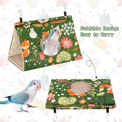 Rypet Bird Nest House, Bird Bed for Cage - Large (Pack of 1), Green, Cotton, Hanging Hammock Bird Hut - Image 4