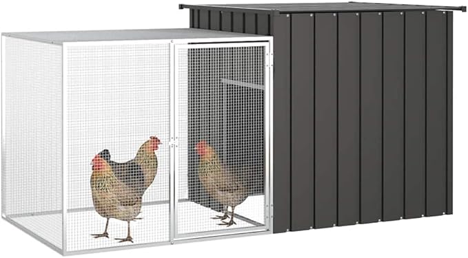 Chicken Cage for Backyard, 78.7 x 78.7 x 39.4 in Galvanized Steel Coop, Durable Outdoor Poultry Run for Chickens and Ducks, Anthracite Grey