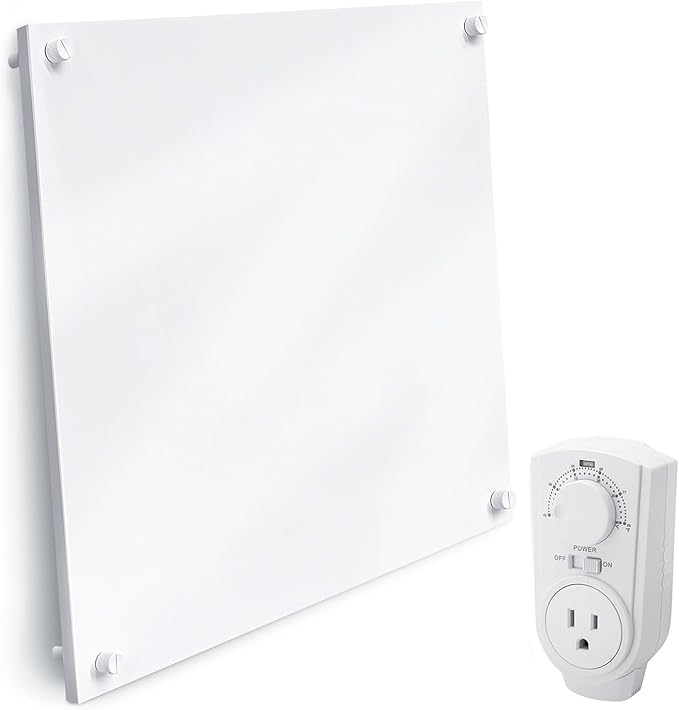 EconoHome Wall Heater Panel with Thermostat - Electric Wall Mounted Heater for Indoor Use - 400Watt Convection Heater - Perfect for Rooms Up to 120 Sq Ft - 120V - Updated Model