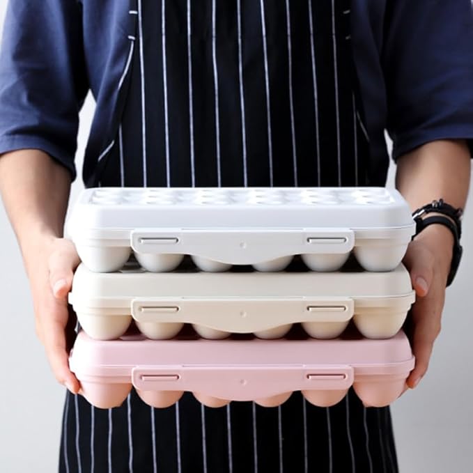 UPKOCH Stackable Egg Storage Box for Refrigerator Portable 18-Count Plastic Egg Holder with Lid Anti-Collision Shatterproof Container for Kitchen Organization