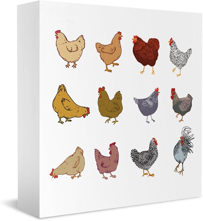 Chiken Gifts Vintage Chicken Decor Sign for Home Farmhouse Chicken Coop Kitchen Bathroom Bedroom Wood Sign Wood 2401