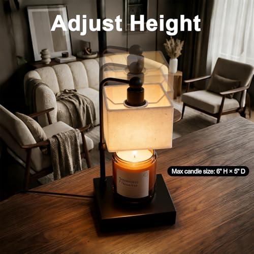 Candle Warmer Lamp with Timer, Dimmable - Flaxen-Rectangular, Linen, 2 Bulbs Included - Image 3