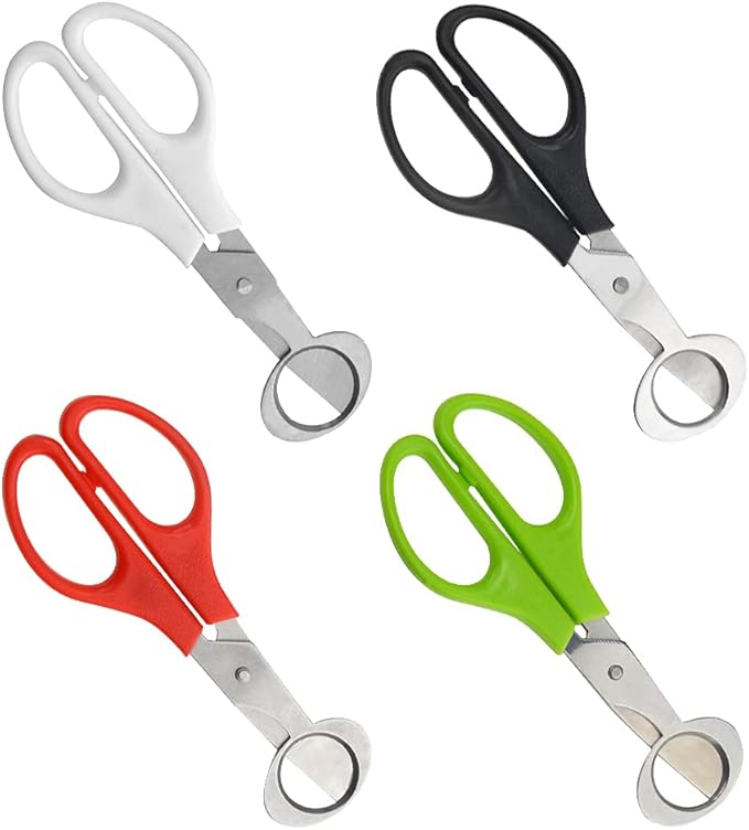 4Pack Stainless Steel Quail Egg Cutter - Scissors, Pigeon Egg Cutter Tool, Opener, Cracker for Home Kitchen (Four Colors)