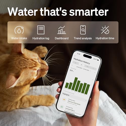 PETLIBRO Cat Water Fountain Stainless Steel Tray - Cordless Fountain, Black, 3 liters, Easy Clean 5G WiFi Cat Dispenser - Image 2