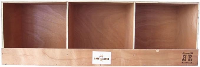 Rugged Ranch TRIPLEX RuggEgg Primitive Barn Wooden Chicken Coop Triple Nesting Egg Boxes for 3 Hens or Chickens, Natural Brown