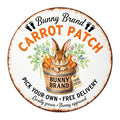 Bunny Brand Carrot Patch Round Aluminum Metal Sign Retro Rabbit in Barrel Farm Fresh Bunny - 8x8 Inch by Generic