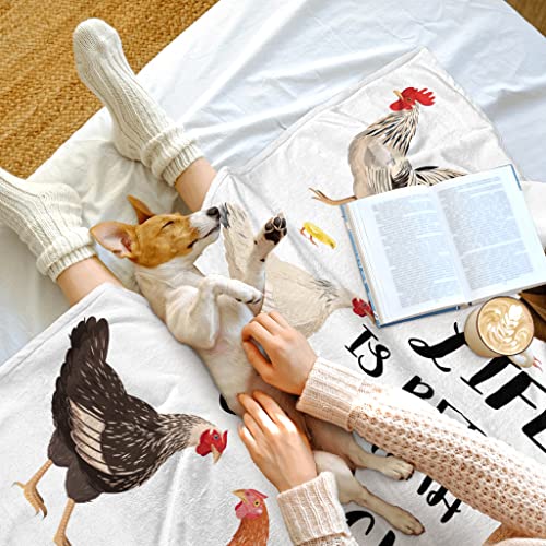 Cute Chicken Printed Blanket Soft Fuzzy Flannel Plush Throw Blanket for Couch,Sofa and Bed - Throw Size 50" x 60" (130 x 150 cm), White Rooster - Image 6