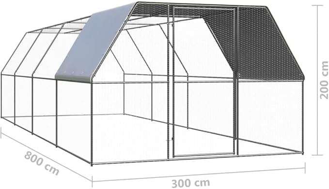 Weatherproof Outdoor Chicken Coop Large Walk-in Enclosure Outdoor Chicken Cage 9.8'x26.2'x6.6' Galvanized Steel for Outdoor Backyard Farm Garden