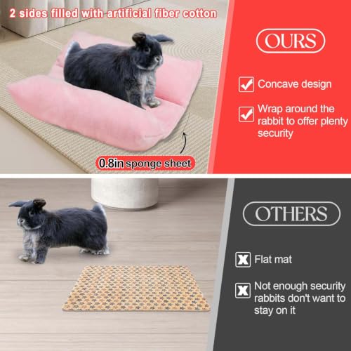 MEWTOGO 14" x 13" Bunny Bed for Rabbit Cage, Thickened & Soft - 13 x 14In, Pink, flannel - Image 2