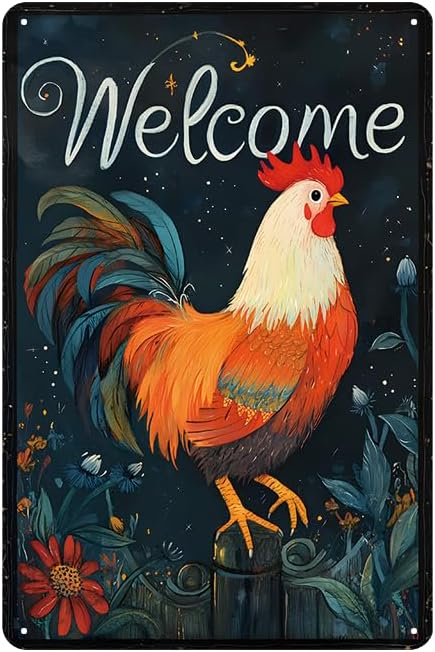 Vintage Funny Farm Metal Tin Signs Chicken Coop Sign Metal Tin Decor Chicken Coop Accessories for Home Farmhouse Kitchen Wall Decoration Chicken Lovers Gifts 8X12inch