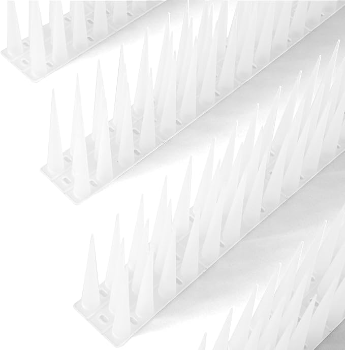 OFFO Bird Spikes Pigeon Outdoor Spikes for Cat Keep Birds Raccoon Woodpecker Away Covers 80 Feet(24.4m), Frosted White