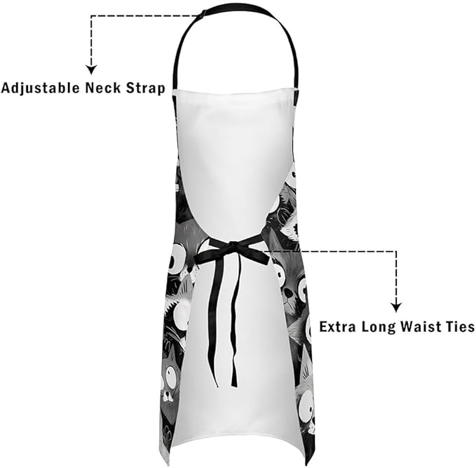 jejeloiu Cartoon Cats Apron for Women Men 26"x31"