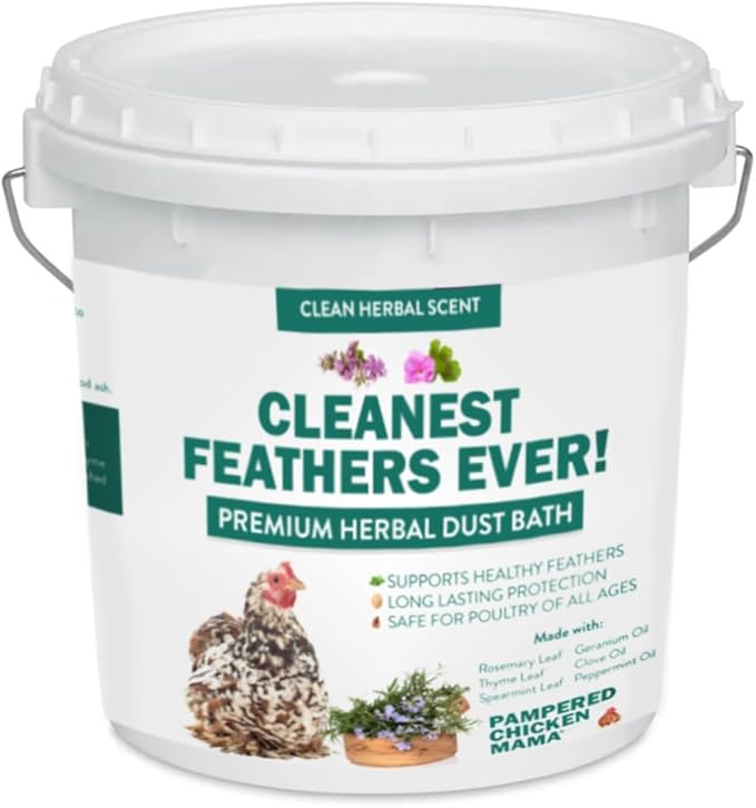 Pampered Chicken Mama Cleanest Feathers Ever! Premium Herbal Dust Bath for Chickens & Poultry with Essential Oils | Poultry Dust & Chicken Bath to Keep Feathers Clean & Healthy (20 Pounds)