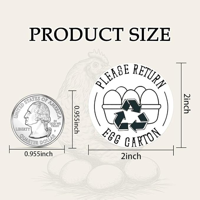 Louise Maelys 2 Inch Egg Carton Stickers - Market Egg Handling Stickers 500 Pcs Waterproof Please Retrun Egg Carton Lables for Egg Producers,Organic Farms,Farmers’Markets
