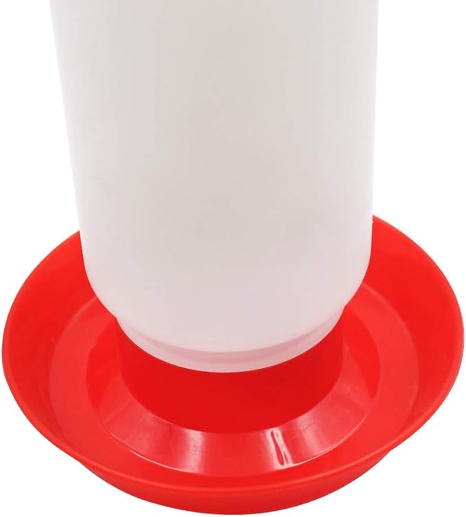 Poultry Water Jug Automatic Poultry Waterer Small Poultry Water Containers Drinkers for Chickens Birds Pigeon Quail 1L (Red and White)