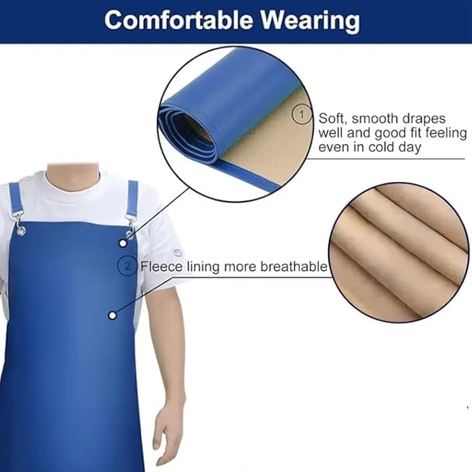 2 Pack Heavy Duty Vinyl Industrial Anti-Tear Apron, 43" x 26" Waterproof, Chemical Resistant, Blue, Unisex-Adults