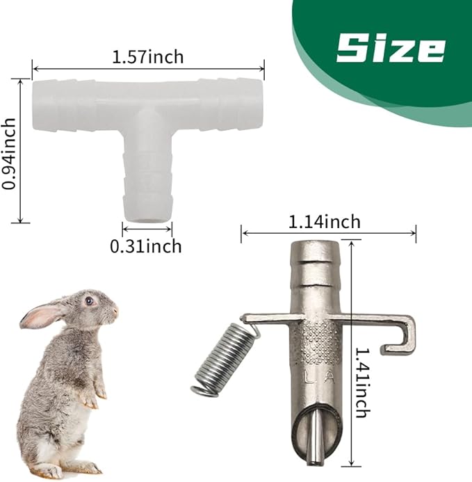 Automatic Rabbit Waterer Drinker 30Sets for Poultry Guinea Pig Ferret Rats Rodent Bunny Watering System(White)