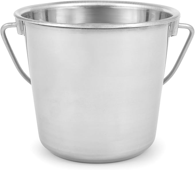 Jeffers Multi Purpose Stainless Steel Round Pail with Handle – Rust Resistant, Non-Toxic Bucket for Water, Feed, Pets, Livestock, Milk, Ice, Mop, Garden, Kennel, Farm, Camping, Storage - 2 Quart
