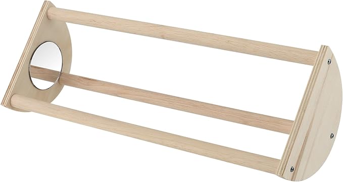 JEUIHAU 2 PCS 13 Inch Wooden Chick Training Perch with Mirror,Perches Stand Chicken Roosting Bar for Parrots and Small Chicks