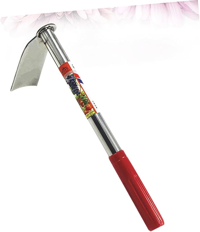 POPETPOP Garden Tool Stainless Steel Hoe Ergonomic Hand Tool for Easy Weeding Planting and Digging Lightweight and Garden Accessories for Outdoor Farm and Balcony Red