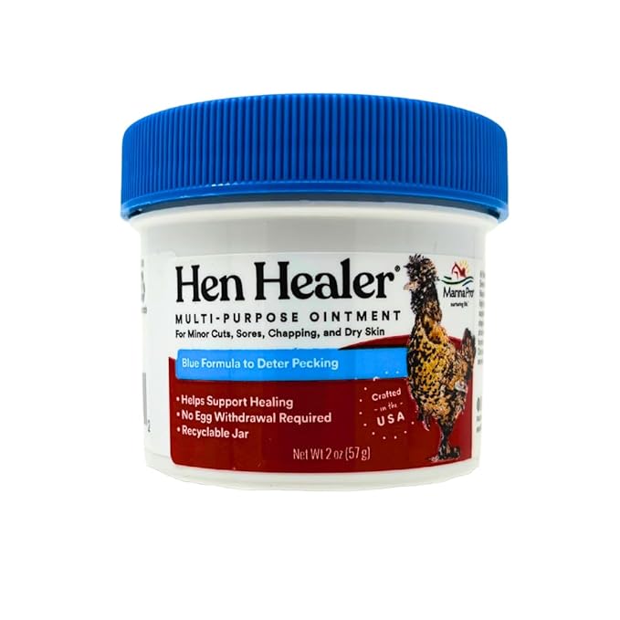 Manna Pro Hen Healer Blue Wound Ointment – 2 oz | Lanolin-Based Poultry Skin Treatment for Cuts, Scrapes & Pecking Injuries