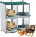 Metal Nesting Boxes for Chickens, Multiple Compartment Chicken Nesting Box for Laying Eggs, Durable Galvanized Steel Hen Nesting Box, Wall-Mounted Poultry Nesting House (4-Hole)