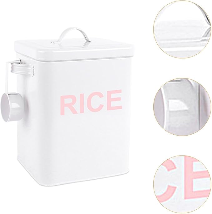 MagiDeal Flour Canister, Sealed Food Storage Bin, Countertop Organizer Jar for Grain, Beans, Kitchen Rice, White XL