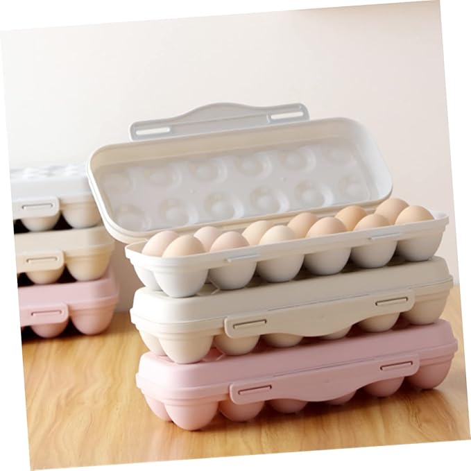 2Pcs Stackable Egg Storage Container Shatterproof Khaki Egg Holder for Refrigerator for Organizing Eggs and Maximizing Space Fridges