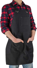 16 Oz Canvas Apron for Men - Black Heavy Duty Work Apron for Carpenters,Woodworkers,Blacksmith,BBQ,Gardener, workshop
