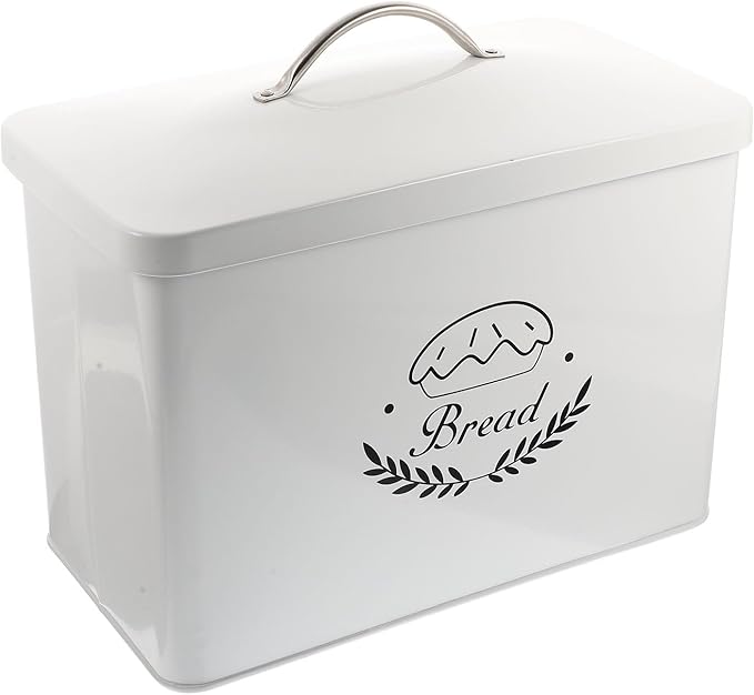 Metal Bread Box Kitchen Storage Box Iron Grain Storage Container with Lid Rectangular Vintage Bread Bin for Countertop Organization