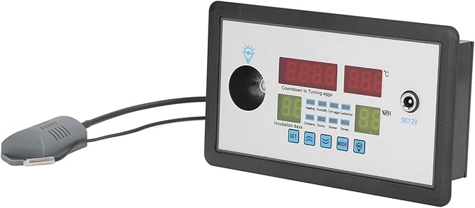 Pssopp Intelligent Incubator Thermostat, ABS Material, Realtime Temperature and Humidity Display, HighLow Alarm Function, Automatic Egg Turning for Eggs and Birds
