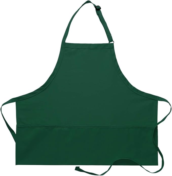DayStar Apparel Premium Quality 3-Pocket Bib Apron with Adjustable Neck and Extra Long Ties - Style 200