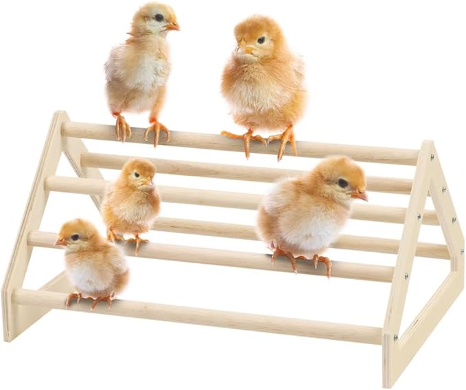 Chick Jungle Gym Perch, Chicken Natural Wood Roosting Bar, Perfect Stand for Hens and Parrots, Fun Toy Bar for Baby Chicks