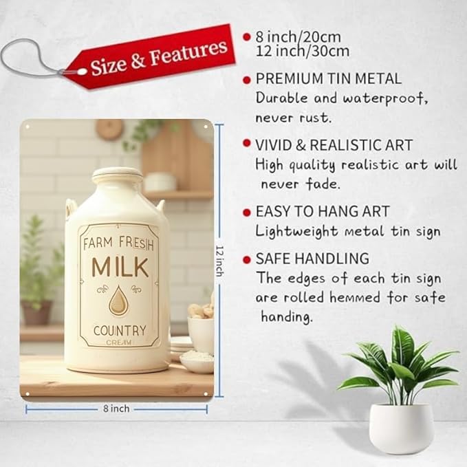 "Farm" Rustic Tin Sign - 12x8 Inches Wall Decor for Backyard, Kitchen, Garage | tin signs, vintage metal signs, farm decor
