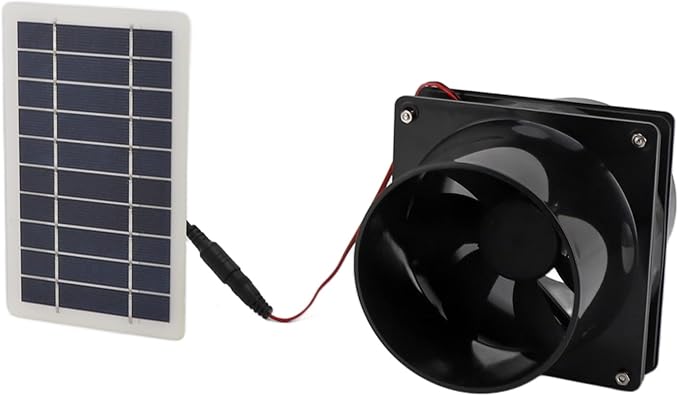 Yosoo Health Gear Solar Powered Exhaust Fan Round Pipe Exhaust Fan with Solar Panel Kit, ABS Solar Panel Ventilation Fan Kit for Pet House Chicken Coop RV Greenhouse, 6in High Speed