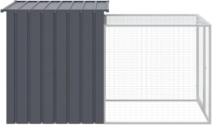 Chicken Cage with Run Anthracite Galvanized Steel 79.1"x43.3"x43.3" Large Walk-in Poultry Coop for Backyard Farm Outdoor Cat Enclosure & Homestead Use