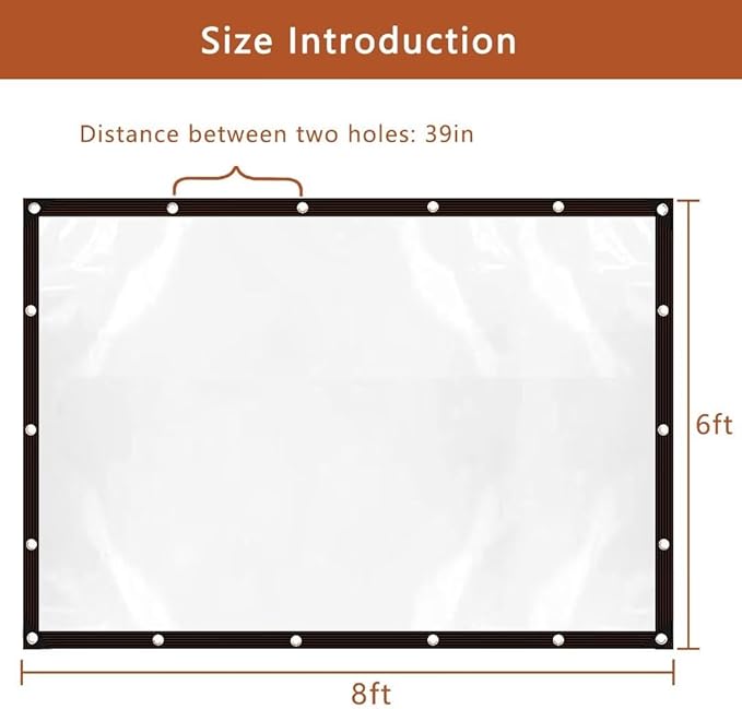 Clear-Tarps-With-Grommets-6X8FT, PE Tarps Transparent Tear Resistant Waterproof Greenhouse Tarp for Balcony Tent Cover Gardening Chicken Coop