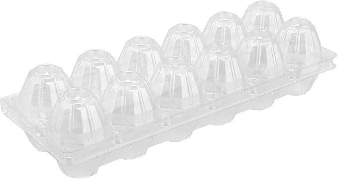 FUNSUEI 50 Pack Plastic Egg Cartons Bulk, 12 Egg Reusable Egg Cartons, Empty 1 Dozen Chicken Egg Tray Holders Clear Refrigerator Eggs Cartons Bulk for Storing, Gifting, Selling, Displaying