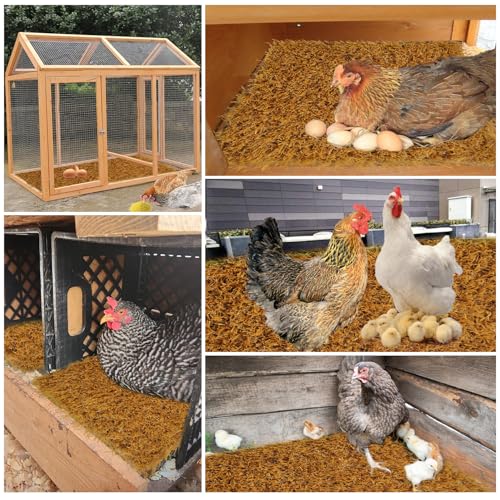 6 Pack Chicken Nesting Box Pads,Washable Artificial Grass Rug Chickens Bedding Reusable - Yellow, Polyethylene (PE) - Image 5