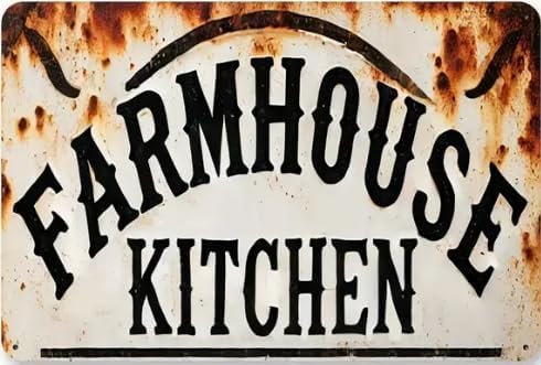 Vintage-Style "Farmhouse Kitchen" Aluminum Sign – Rustic Metal Wall Decor for Home, Bar, Cafe, Street – Durable Outdoor Plaque – 1 Piece, 20x30cm (8x12inch)