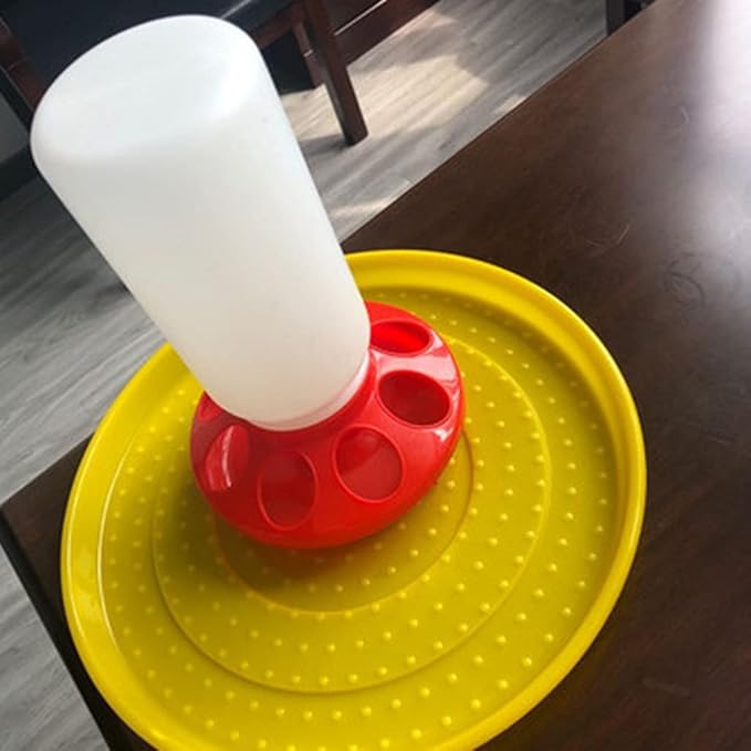 Baby Chick Feeder and Waterer Kit for Poultry Fount for Up to 8 Chicks Plastic Easy to Clean Highly Practical for Baby Chick Feeder and Waterer Kit Set for Brooder No Waste Stand Small
