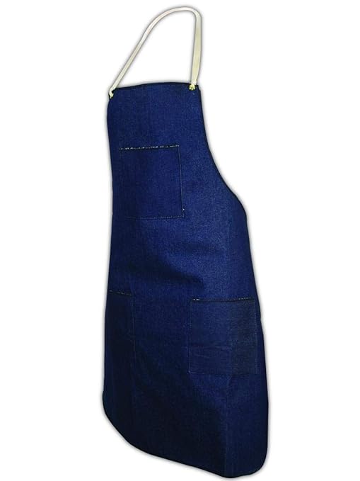 MAGID 2940 Blue Denim 28 x 36 Bib-Style Apron with Pockets (3 Aprons)