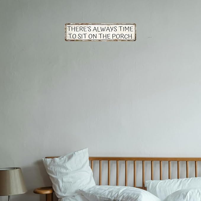 Porch Sign Vintage Metal Tin Sign There's Always Time To Sit On The Porch Metal Tin Sign Porch Signs Outdoor For Home Rustic Farmhouse Porch Wall Art Decor 16x4 Inches
