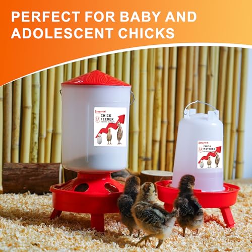 2-in-1 Chick Starter Set: Top Filling 0.8 Gal Feeder & 0.4 Gal Waterer Red - BPA-Free Plastic (Semi-Transparent), 6.6 pounds - Image 7