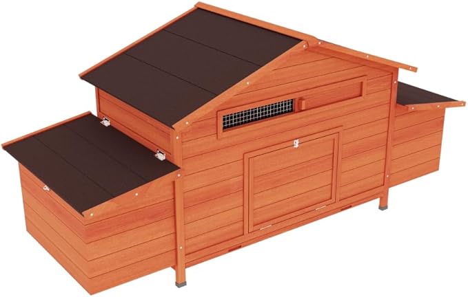 Spacious Wooden Chicken Coop for Backyard Chickens with Waterproof Base and Secure Latch System for Outdoor Use