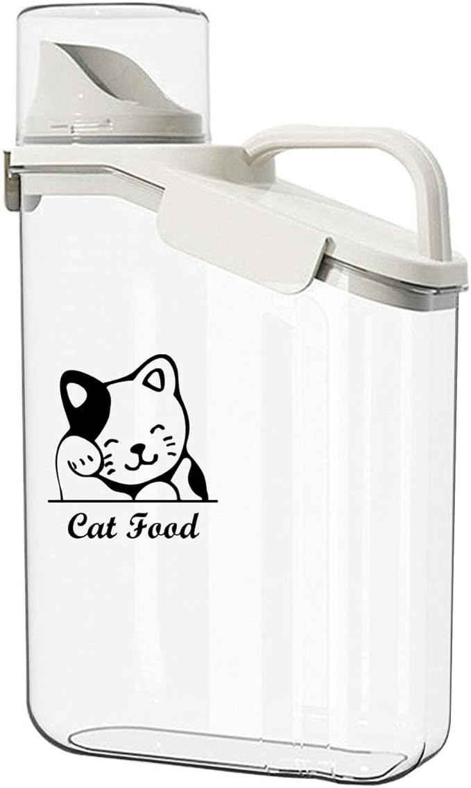 Pet Food Storage Container with Measuring Cup and Pour Spout - Airtight, Leakproof, Portable Pet Food Dispenser for Travel - 2.8L