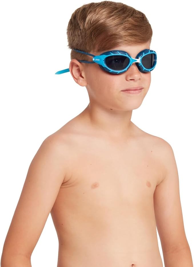 Zoggs Junior Predator Anti-Fog UV Protection Adjustable Strap No-Leak Comfortable Soft Silicone Swimming Goggles, 6-14 Years
