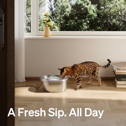 PETLIBRO Stainless Steel Cat Water Fountain, 101oz/3L Automatic Water Dispenser for Cats - 3L + 2 Filters, Metal, 3 liters - Image 7