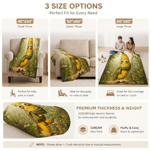 Funny Banana Throw Blanket, Whimsical Garden Design 50×60 - 50"x60", Banana Character, Polyester - Image 7